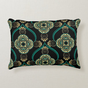 Almofada Decorativa Árabe Floral, Padrão de Elegância Vintage.