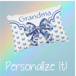Almofada Decorativa Arco de Borboleta Branca Azul Vintage Personalizad