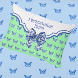 Almofada Decorativa Arco de Borboleta Branca Azul Vintage Personalizad