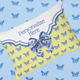 Almofada Decorativa Arco de Borboleta Branca Azul Vintage Personalizad