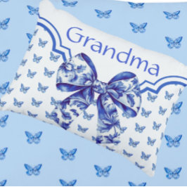 Almofada Decorativa Arco de Borboleta Branca Azul Vintage Personalizad