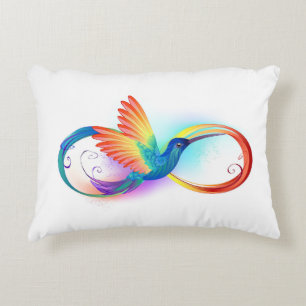 Almofada Decorativa Arco-íris Hummingbird com símbolo Infinito