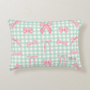 Almofada Decorativa Arco Rosa Gingham Verde Pastel