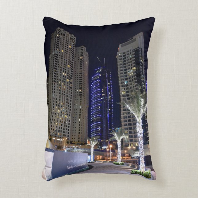 Almofada Decorativa Arquitetura de Dubai à noite (Frente(Vertical))