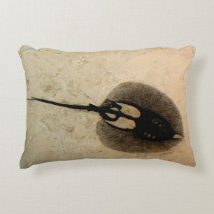 Almofada Decorativa Arraia-lixa e peixes pré-históricos fossilizados