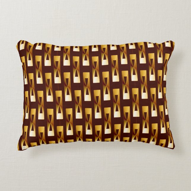 Almofada Decorativa Art Deco Metálico - Dourado e Chocolate (Frente)