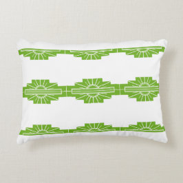 Almofada Decorativa Art Deco Sunburst Patterno em Branco e Limão Decor