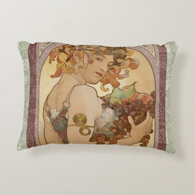 Almofada Decorativa Art Nouveau Mulher Mucha Linda (Verso)