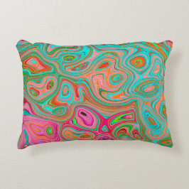 Almofada Decorativa Arte abstrata groovy retrô alucinante laranja e aq