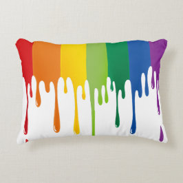 Almofada Decorativa Arte Abstrata Líquida de Tinta Pingando Arco-íris