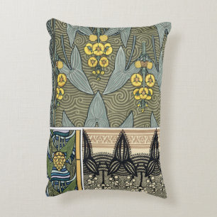 Almofada Decorativa Arte Antiga Flores de Jardim em Estilo Arte Nova c