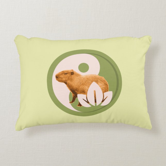 Almofada Decorativa Arte da Natureza Pacífica Capivara Zen Yin Yang (Frente)