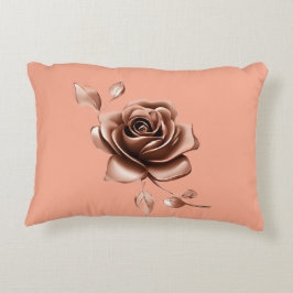 Almofada Decorativa Arte de IA de rosa marrom floral bege arenoso