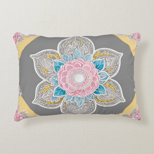 Almofada Decorativa Arte de IA Grey Floreal Lace (Frente)