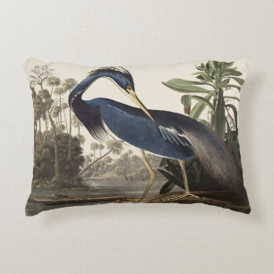 Almofada Decorativa Arte de pássaro da garça da Louisiana vintage Audu