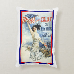 Almofada Decorativa Arte de pôster da mulher patriótica vintage com a