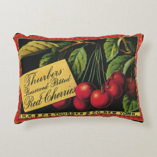 Almofada Decorativa Arte de rótulo de caixa de frutas vintage, cerejas