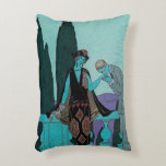 Almofada Decorativa Arte Deco Vintage La Villa d'Este por George Barbi<br><div class="desc">Ilustração vintage de amor e romance imagem art déco com um homem beijando a mão de uma mulher na varanda da la villa d'Este pelo artista George Barbier,  1922. Recém-casados em lua de mel em uma propriedade romântica na Itália.</div>