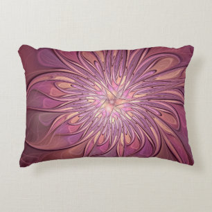 Almofada Decorativa Arte floral fractal moderno abstrato cores de frut