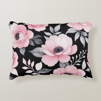 Almofada Decorativa arte floral rosa e negra