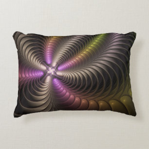 Almofada Decorativa Arte Fractal 3D Colorida abstrato brilhante