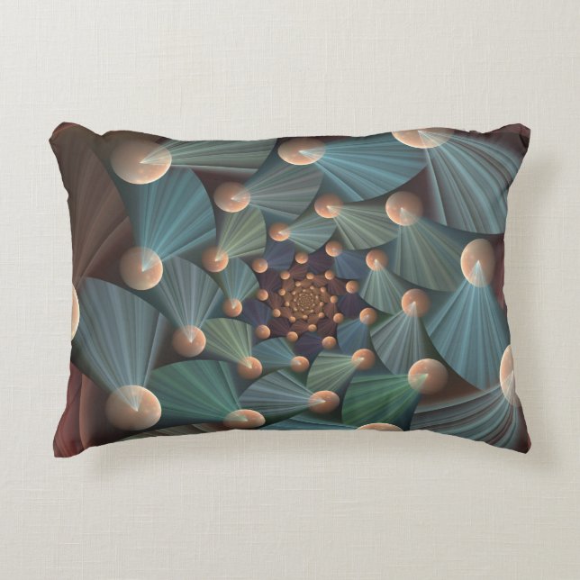 Almofada Decorativa Arte Fractal abstrato com Azul De Chapa Marrom Pro (Frente)