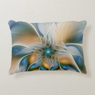 Almofada Decorativa Arte Fractal, Abstrato Fantasia, Com Azul