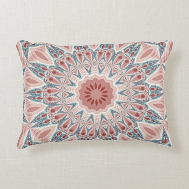 Almofada Decorativa Arte Fractal do Caleidoscópio Moderno em greve (Frente)