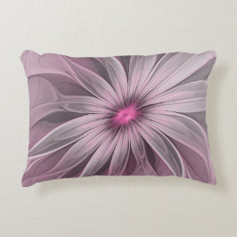 Almofada Decorativa Arte Fractal Floral de Ameixa Abstrata Flor Fantas