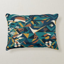 Arte Geométrica Abstrata Moderna - Laranja Teal Re