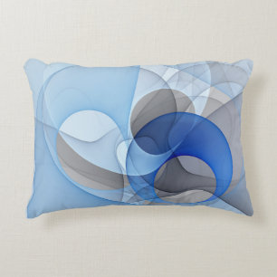Almofada Decorativa Arte Gráfica Fractal Abstrata Azul Cinza Moderna