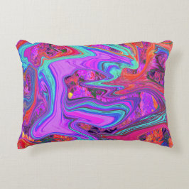 Almofada Decorativa Arte líquida Abstrato cor-de-rosa, azul e laranja