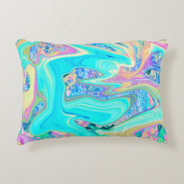 Almofada Decorativa Arte Líquida Azul Retro Aqua em Hortênsias Abstrat