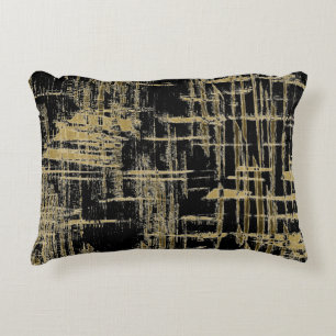 Almofada Decorativa Arte Moderna Preta e Dourada