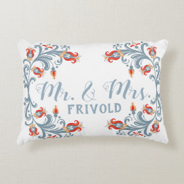 Almofada Decorativa Arte Popular Escandinava Senhor e Senhora Azul Tra