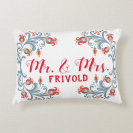 Almofada Decorativa Arte Popular Escandinava Senhor e Senhora Travesse