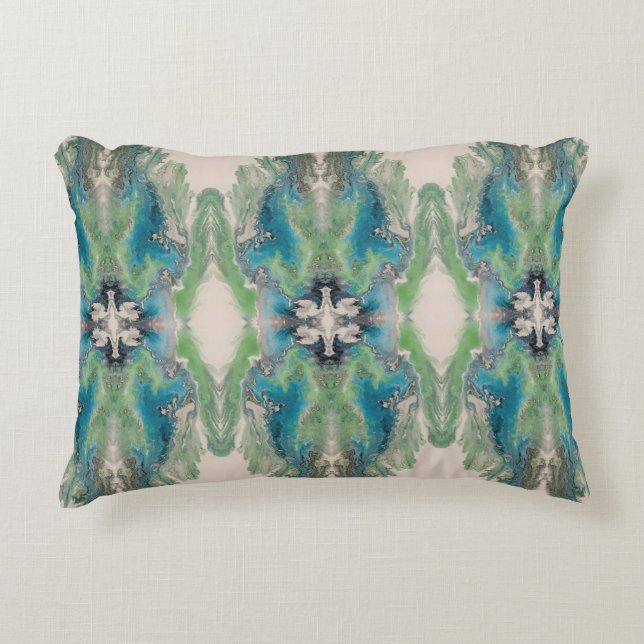 Almofada Decorativa Artistic Fluid Abstract in Aqua & Green (Frente)