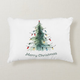 Almofada Decorativa Árvore de Natal de Aquarela Minimalista