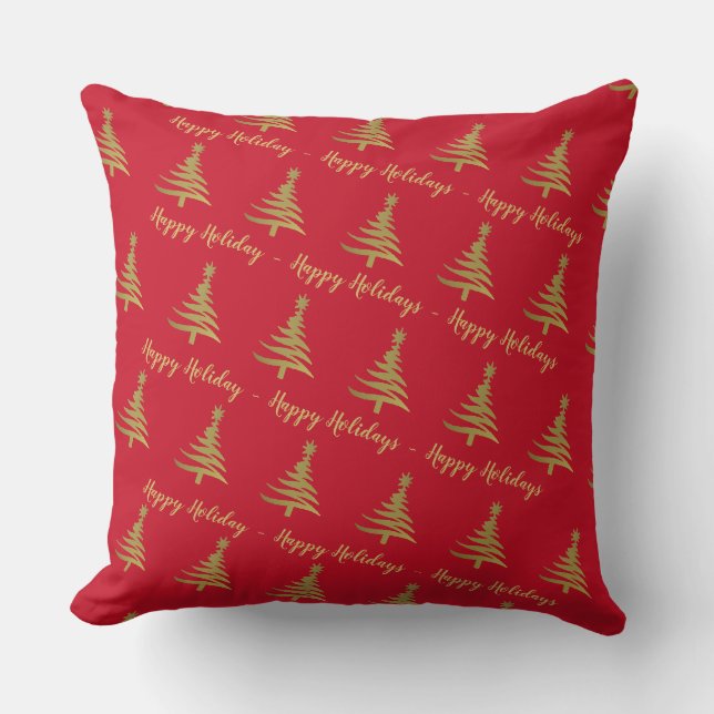 Almofada Decorativa Árvores de Natal Dourado sobre (Frente)