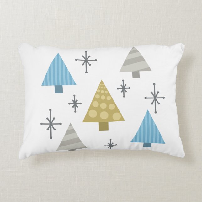 Almofada Decorativa Árvores de Natal retrô dos anos 50 (Frente)