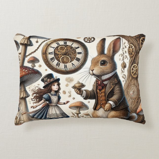 Almofada Decorativa As aventuras de Alice no País das Maravilhas Coelh (Frente)