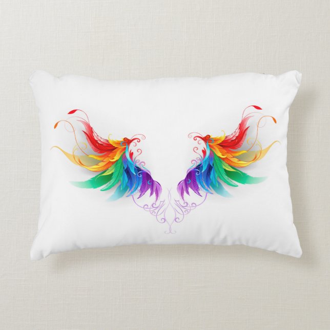 Almofada Decorativa Asas Fluffy Rainbow (Frente)