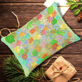 ALMOFADA DECORATIVA ASTER & CONE FLOWERS & TROPICAL LEAVE WATERCOLOR