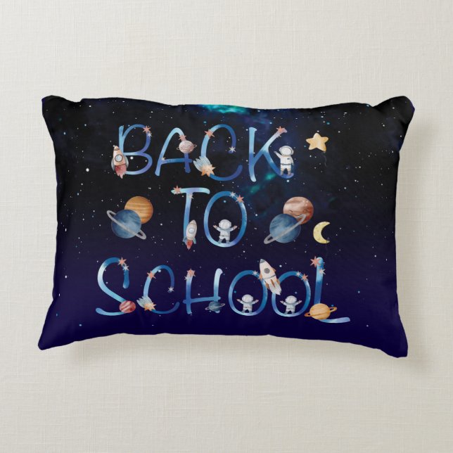 Almofada Decorativa Astronautas Planetas Espaço, de volta à escola (Verso)