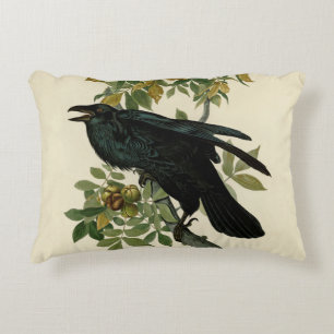 Almofada Decorativa Audubon Raven Bird Classic Trabalho de arte