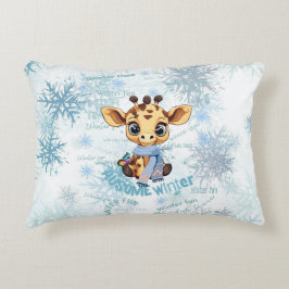 Almofada Decorativa Ausome Inverno – Girafa de Floco de Neve Única