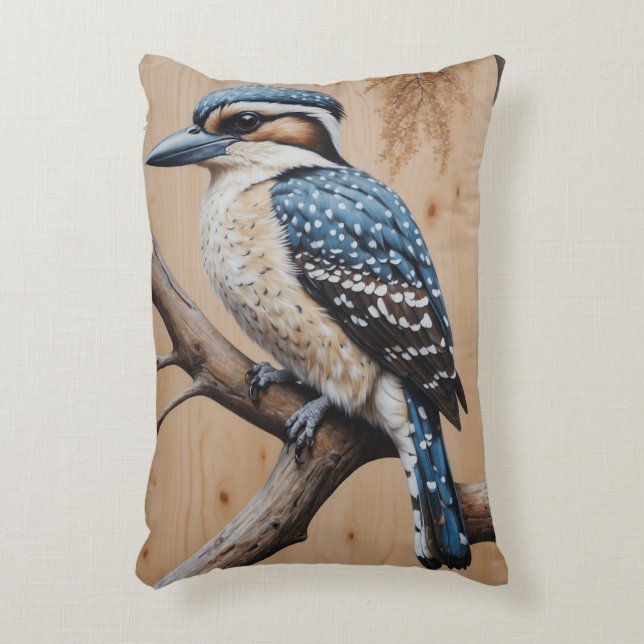 Almofada Decorativa Australiano Blue Kookaburra em uma Arte de Vida Se (Frente(Vertical))