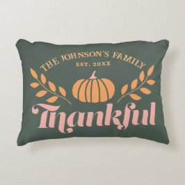 Almofada Decorativa Autumn Green Pink Orange Thankful Family