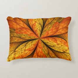 Almofada Decorativa Autumn Plant, Modern Abstrato Fractal Art Leaf