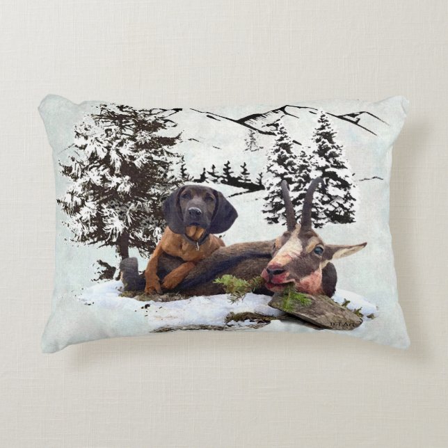 Almofada Decorativa aventura de caça de cabras de montanha (Frente)